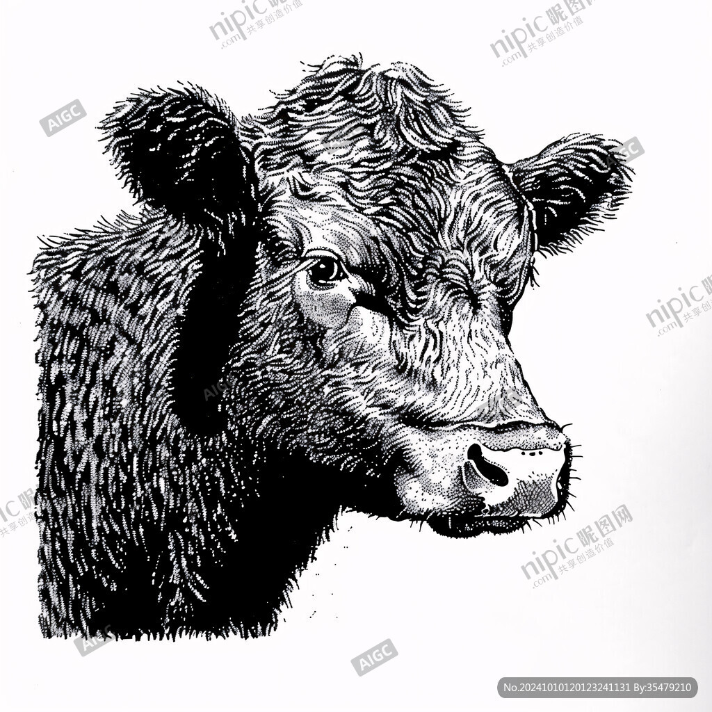 手繪動物牛