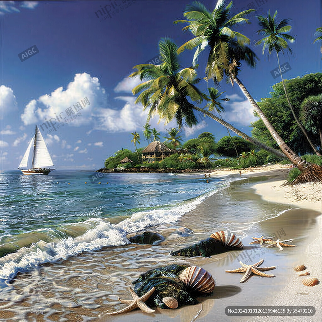 海灘風景3d立體畫