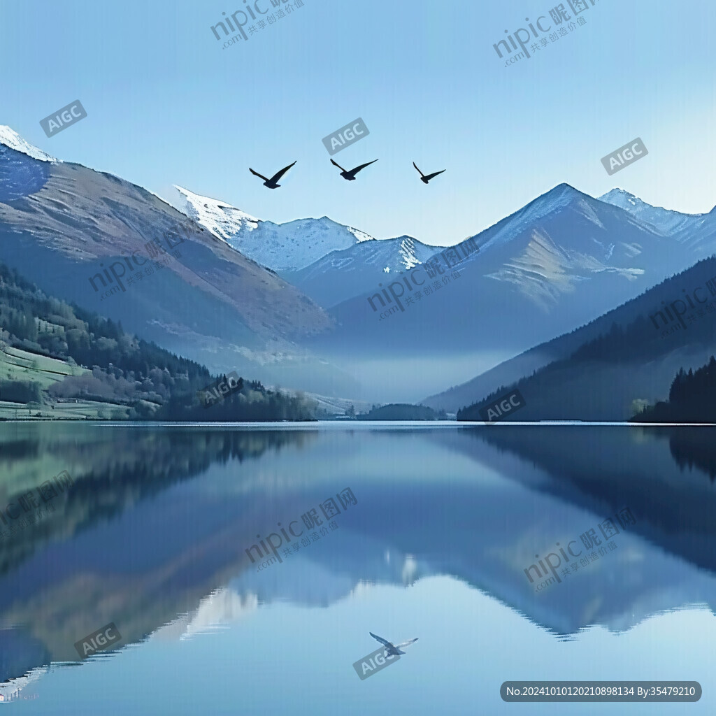 山水飛鳥意境山水