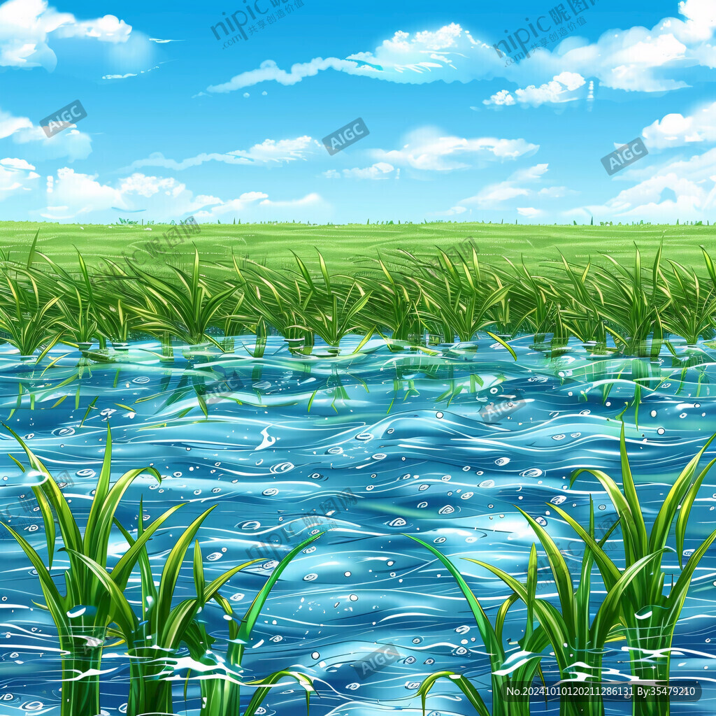 稻田養(yǎng)魚(yú)插畫(huà)
