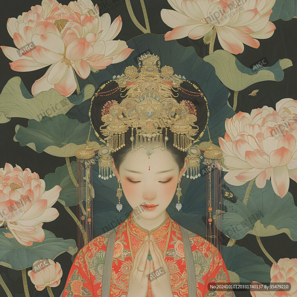 中式新娘插畫