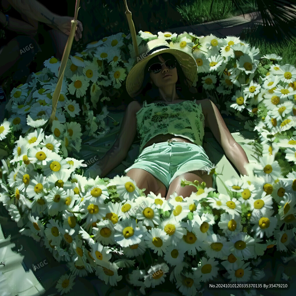 菊花上的美女