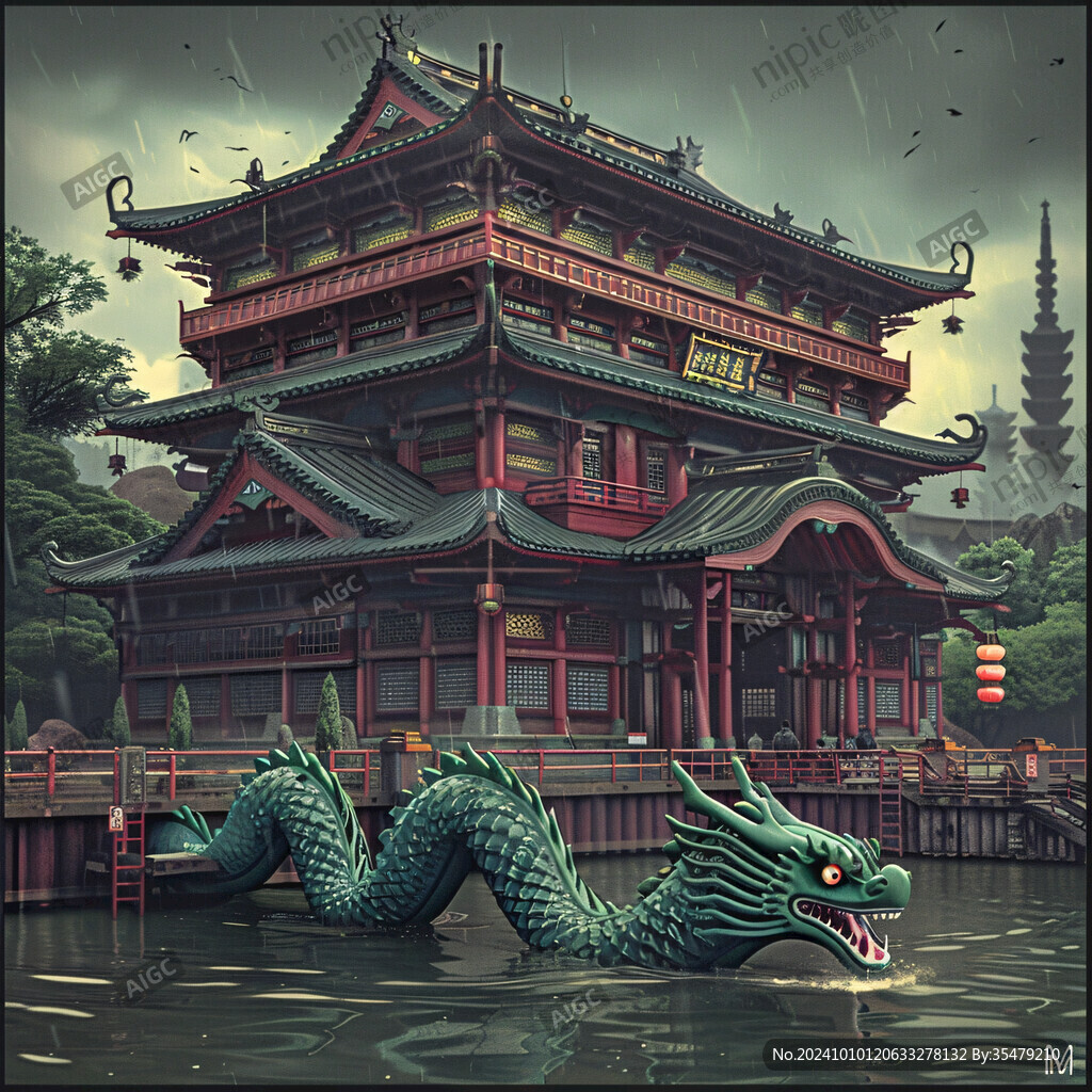 鳳凰時(shí)雨地標(biāo)插畫(huà)