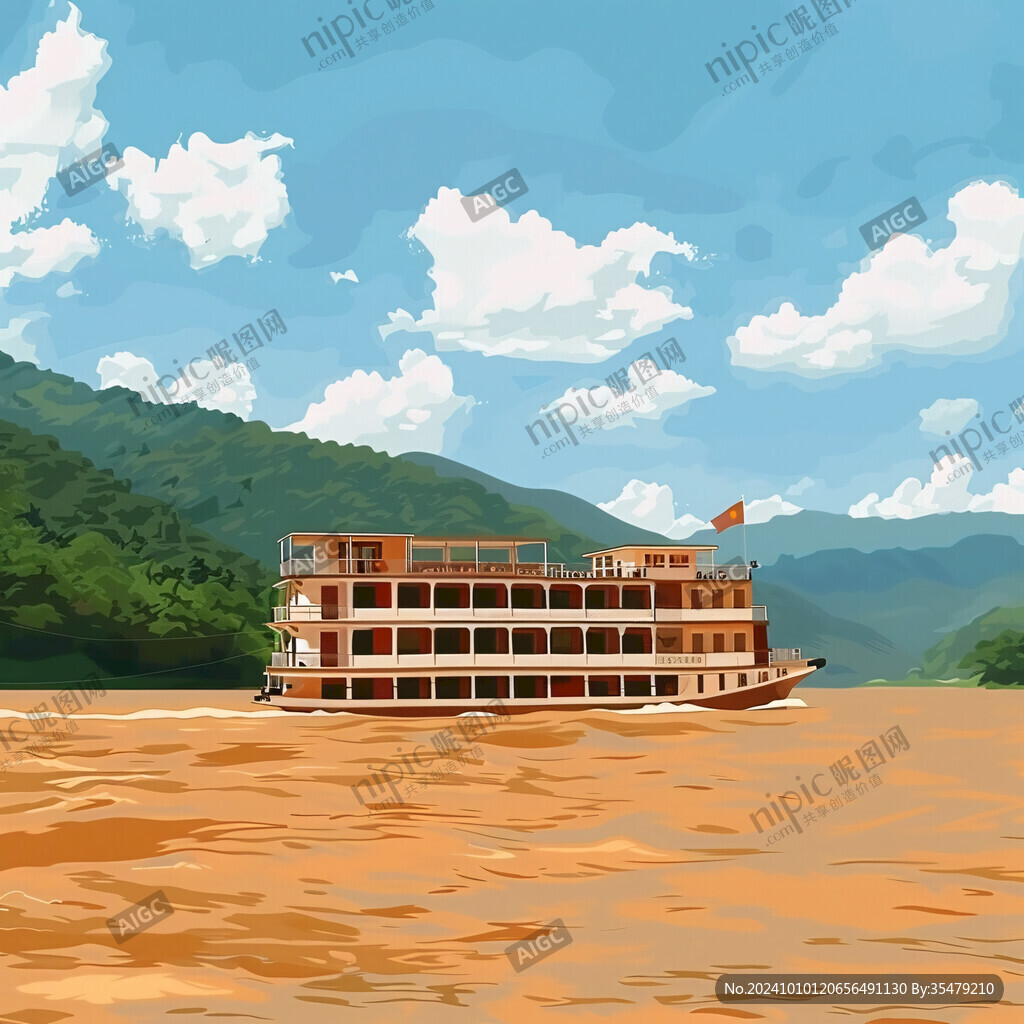 黃河上中游建筑插畫