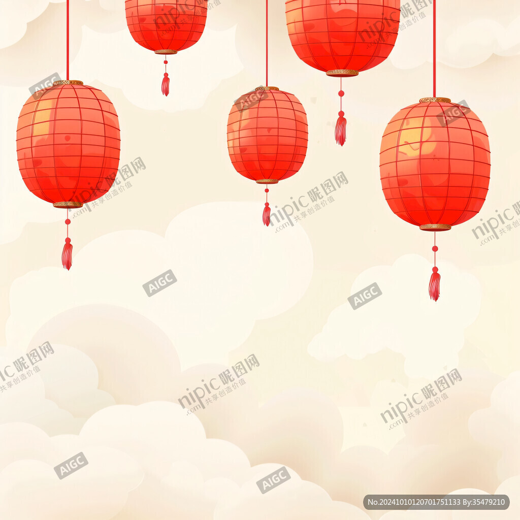 中式紋理紅色燈籠喜慶