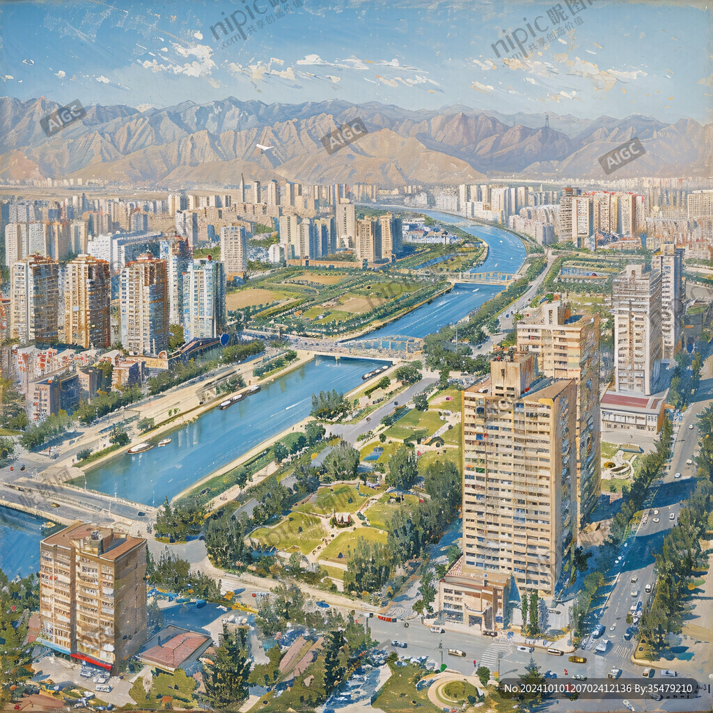 高樓素材洮河風光