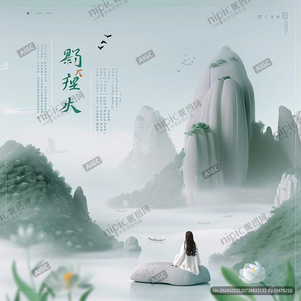 詩意山水意境山水海報
