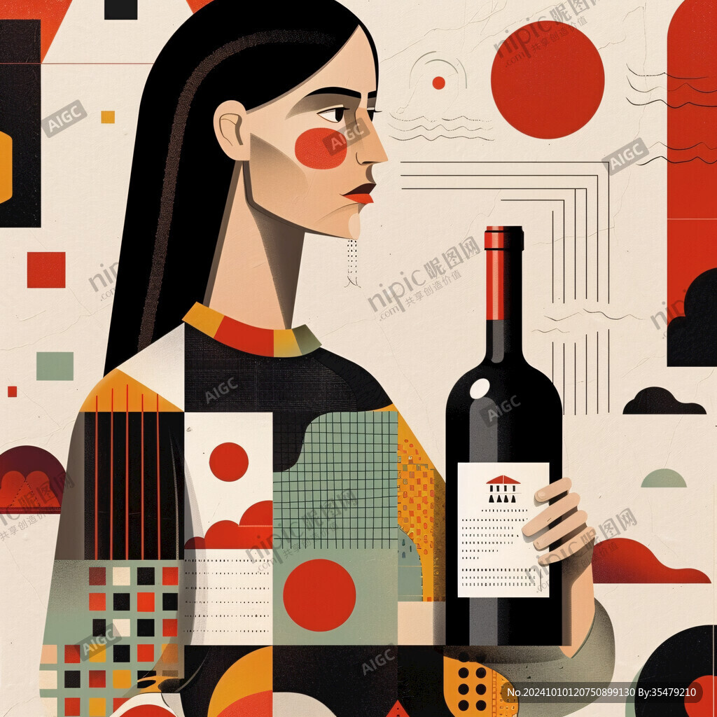 紅酒女人插畫(huà)
