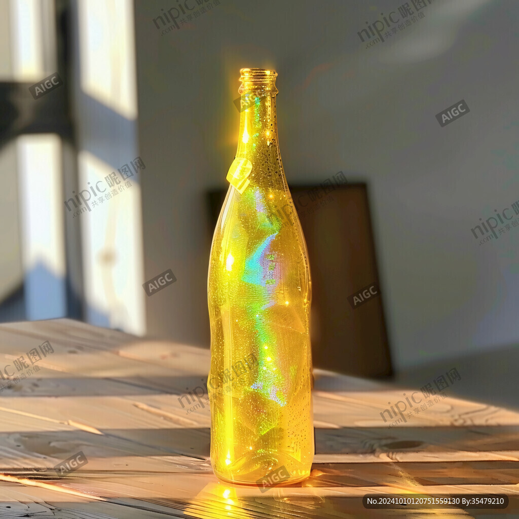 黃色漸變透明酒瓶