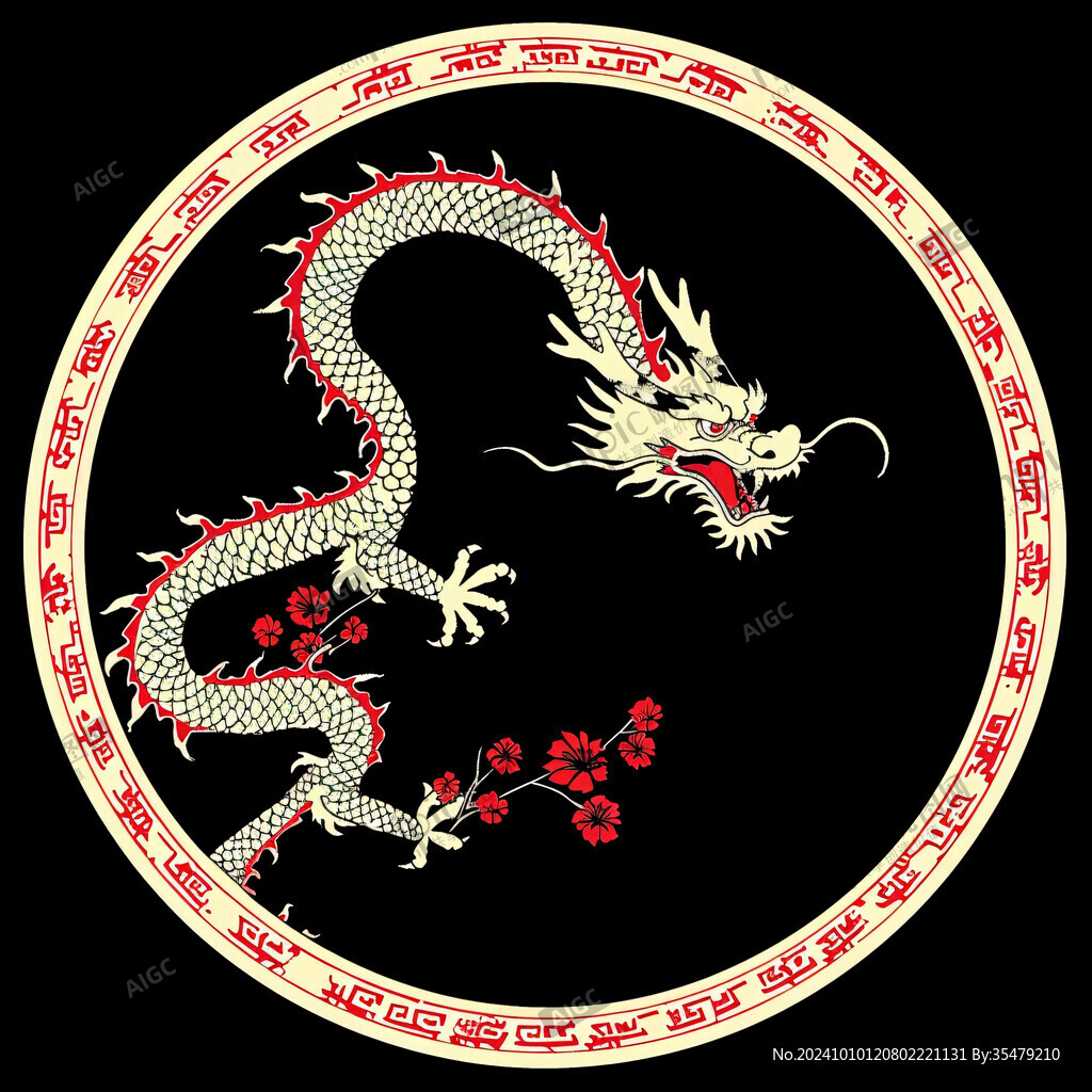 國(guó)潮龍圓形印花