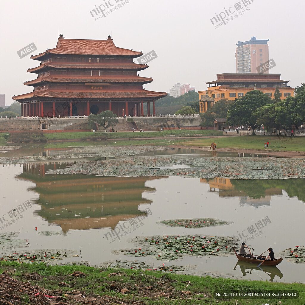 廈大頌恩樓水中倒影