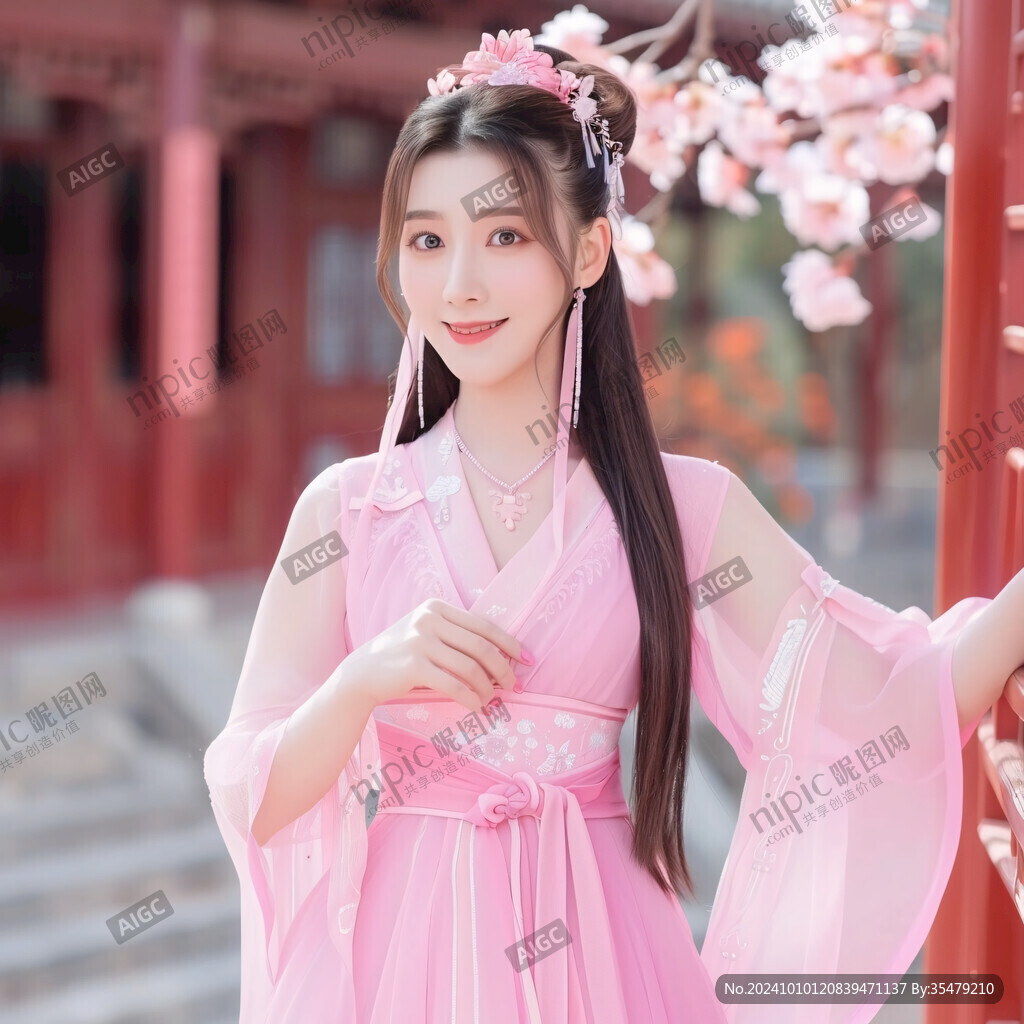 粉色漢服女子