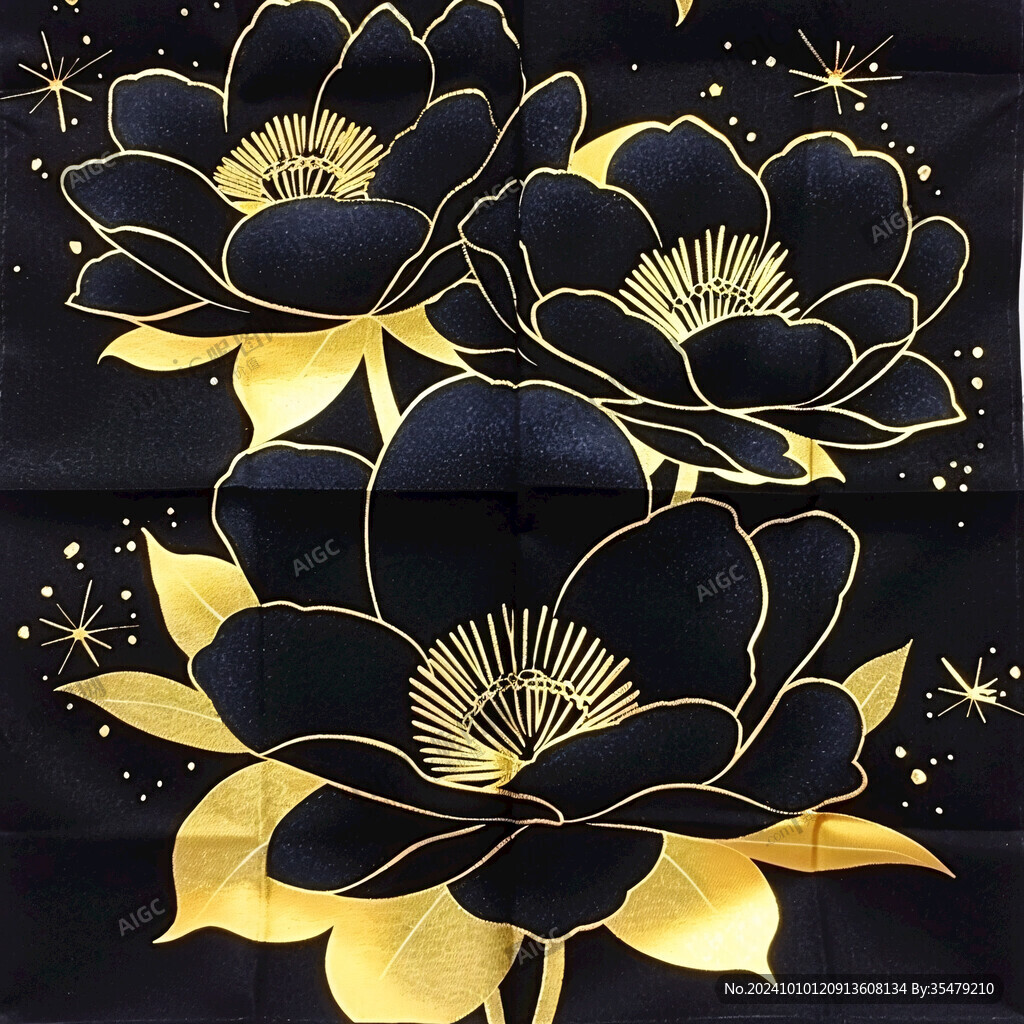 蓮花燙金素材