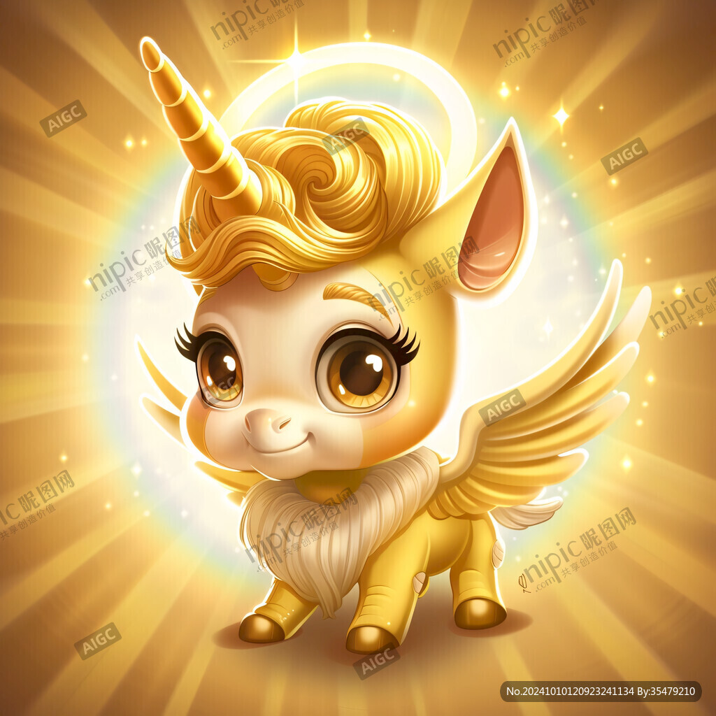 金色獨角獸插畫