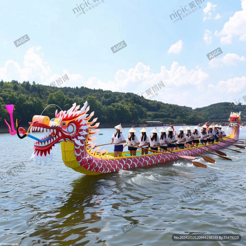 湖水面龍舟