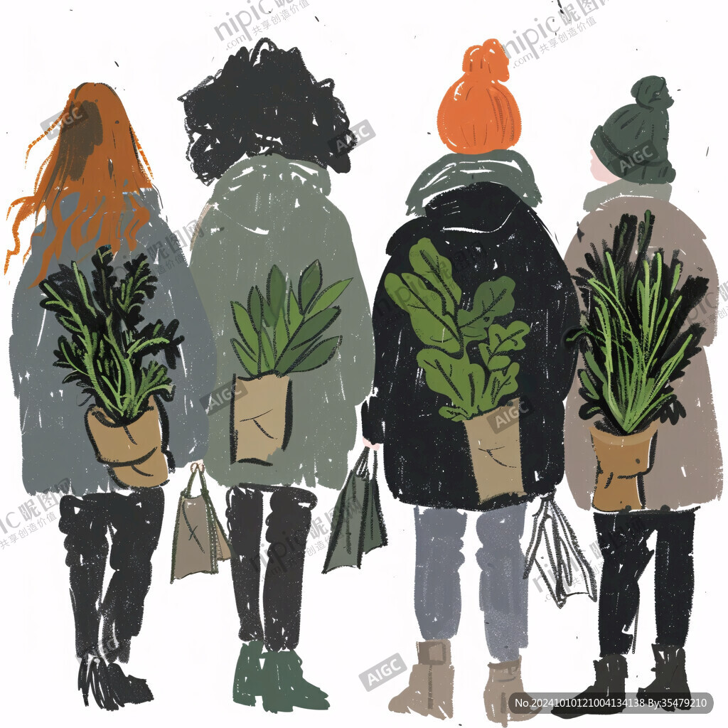 植物包裝袋插畫