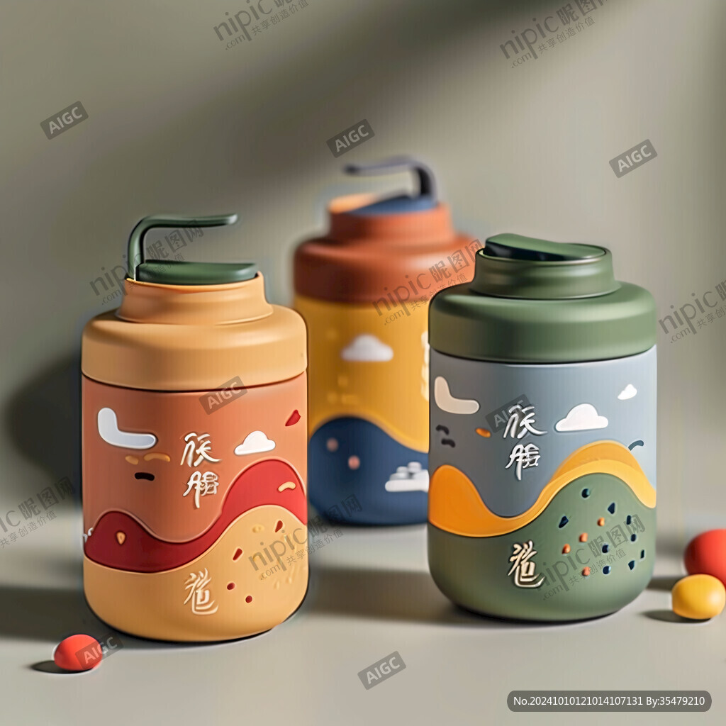 茶葉罐包裝插畫