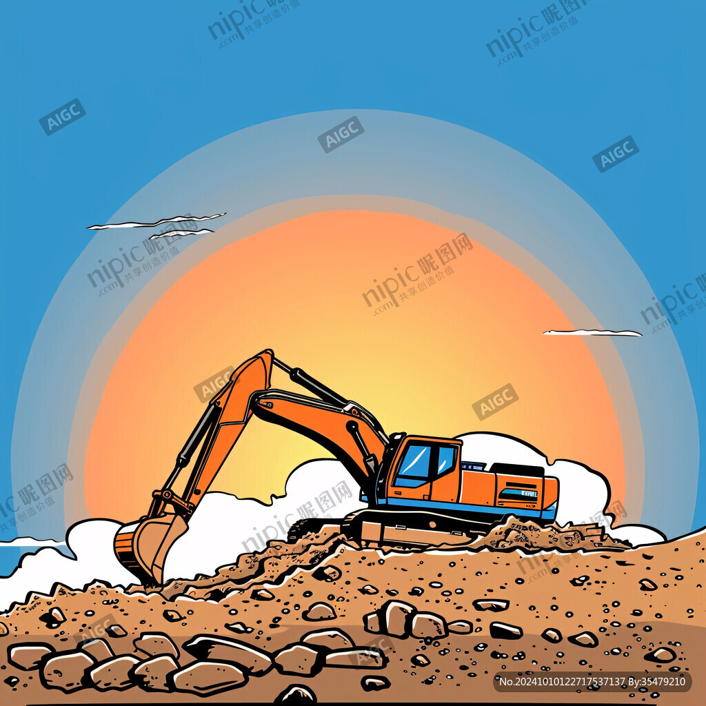 挖土機插畫