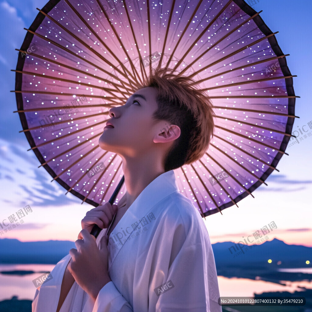 古裝雨傘白色古風人物