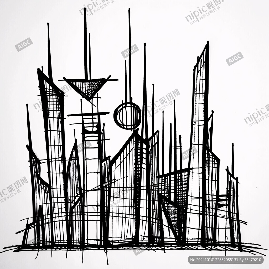 迪拜標志建筑線稿