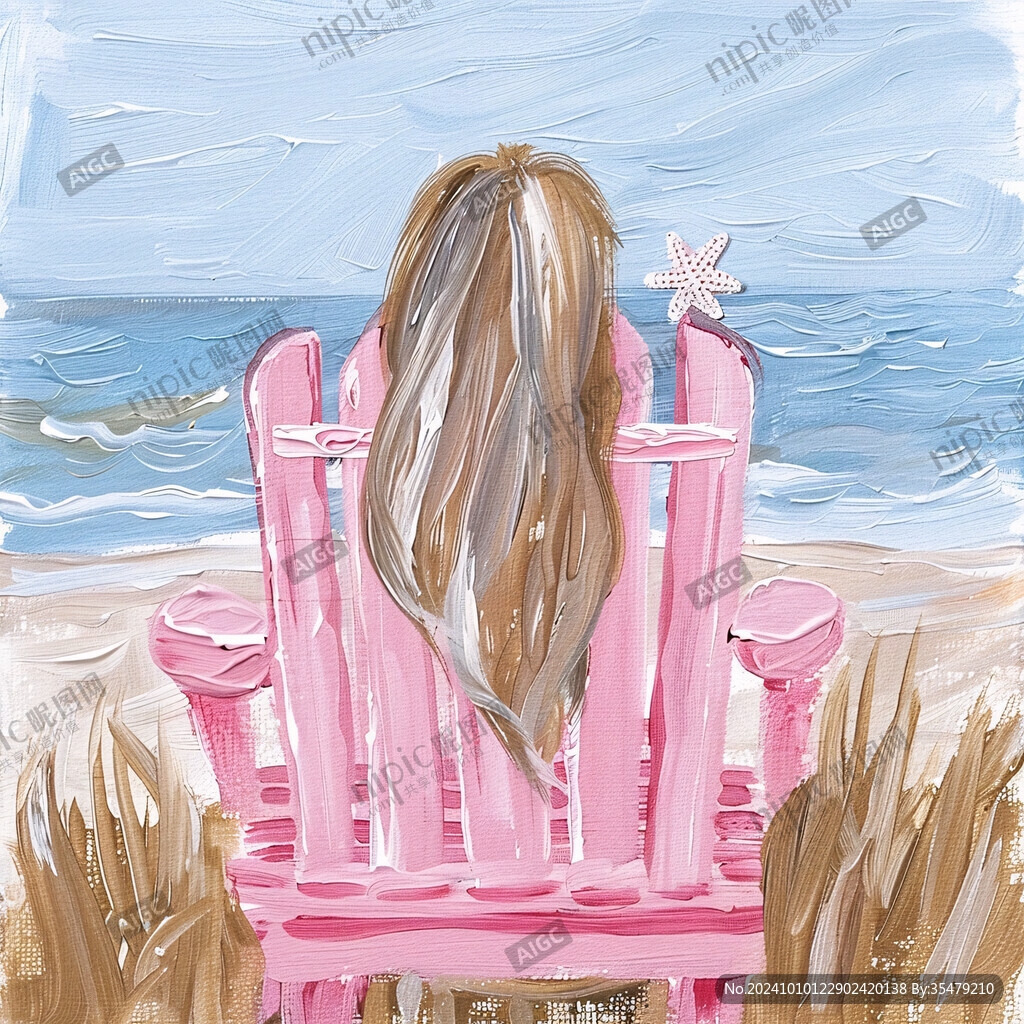 繪長發(fā)女生落水無框畫