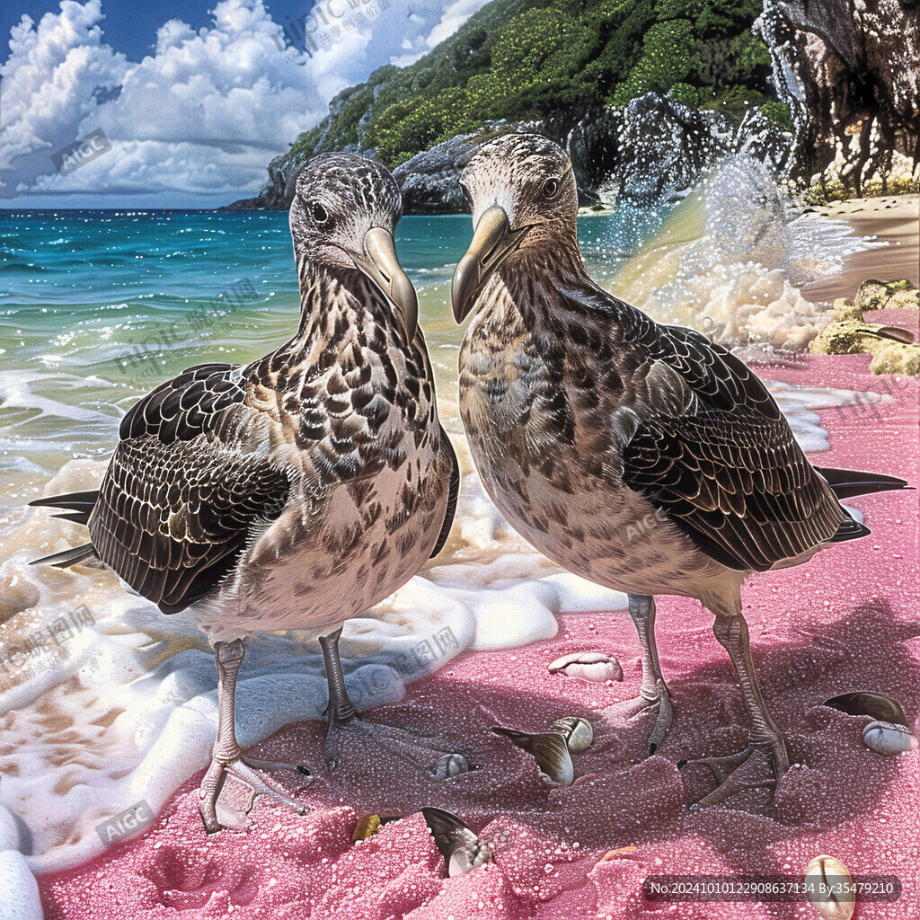 海邊石頭鳥兒