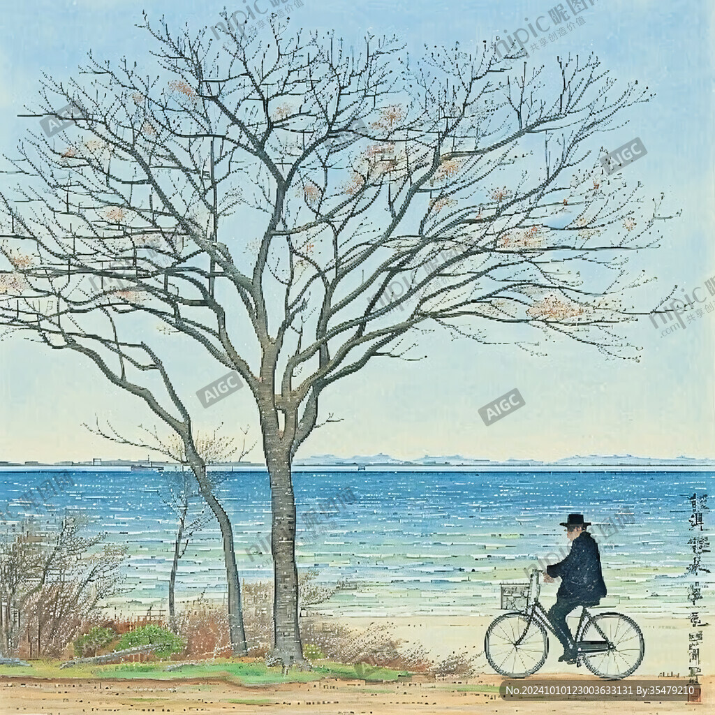 海邊騎車的人