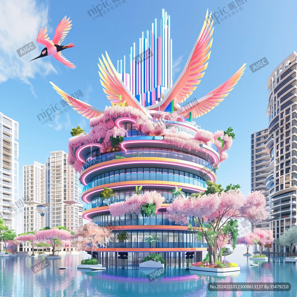 粉色奇幻建筑物