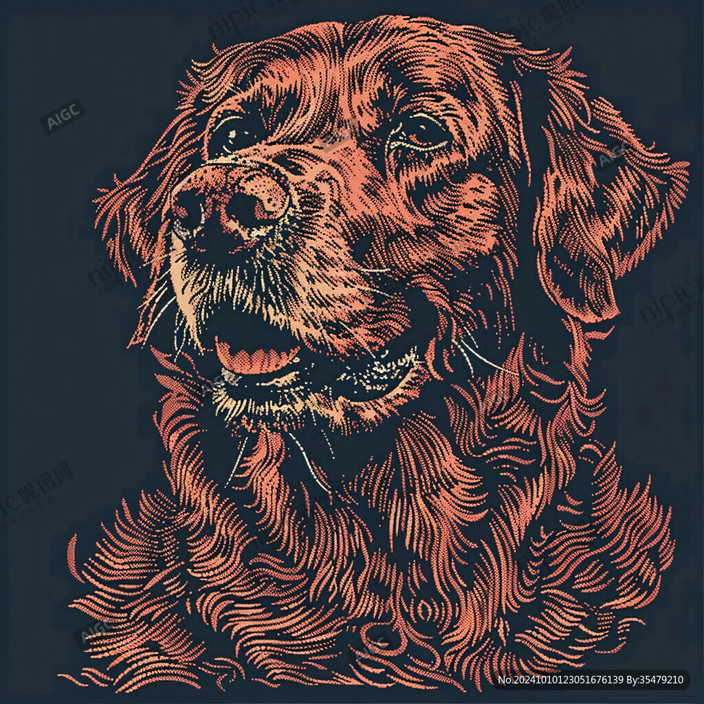 手繪金毛犬