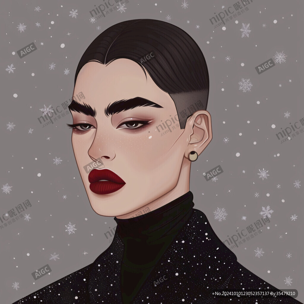 時尚美妝節日插畫女孩