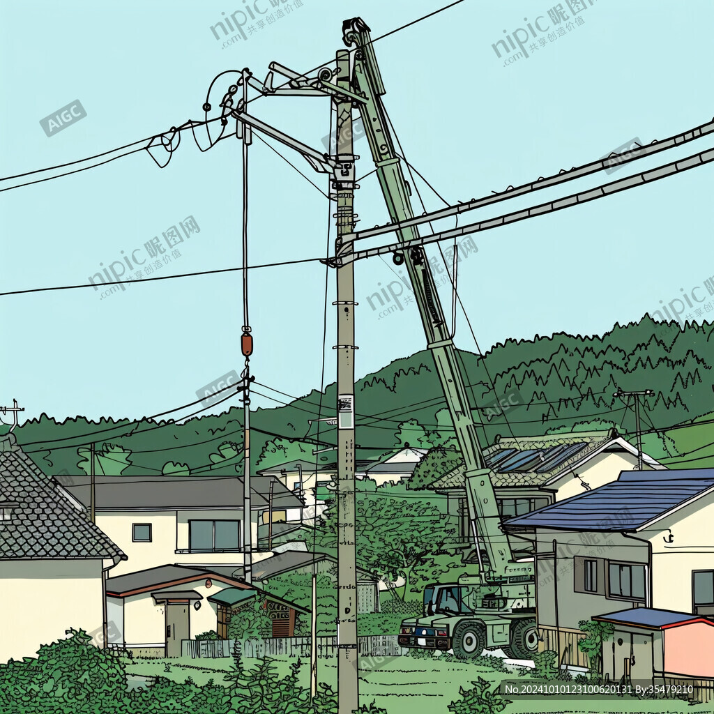 村莊電線桿
