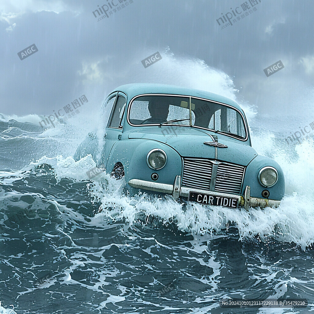 通過積水路的出租車