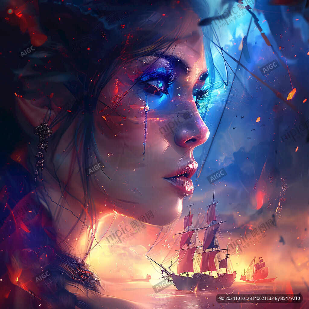 數字美女插畫
