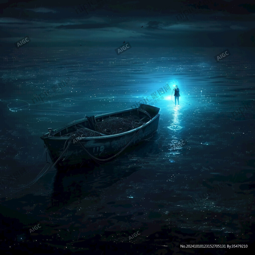 深海藍背景船