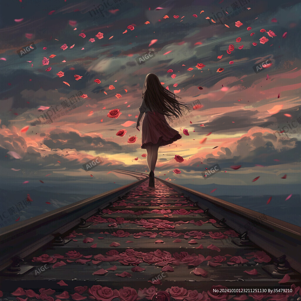 浪漫女孩插畫