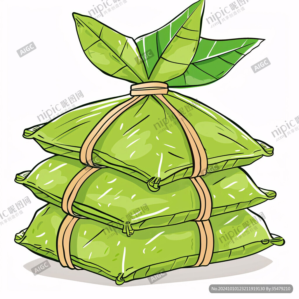 手繪一串粽子