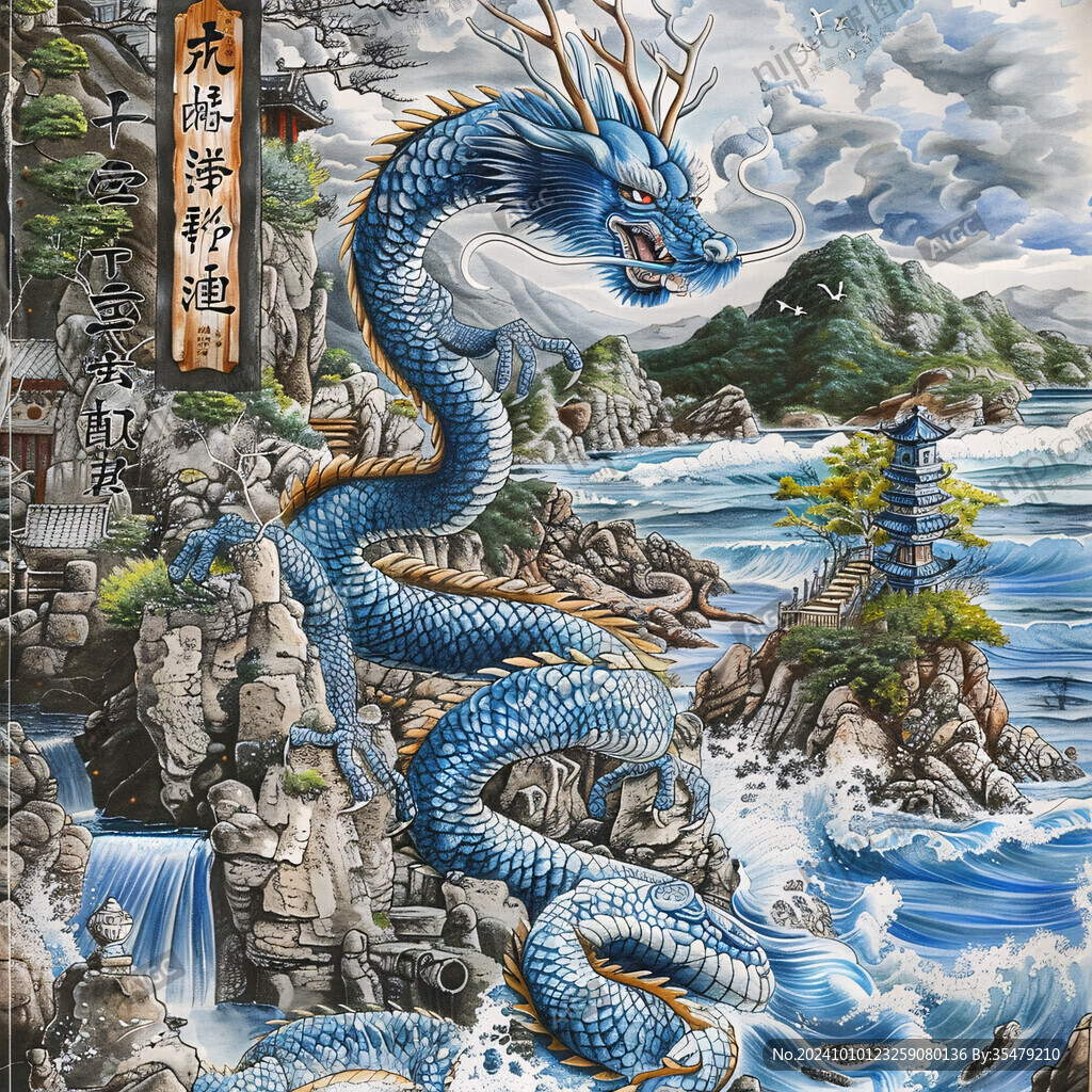 手繪龍壁畫