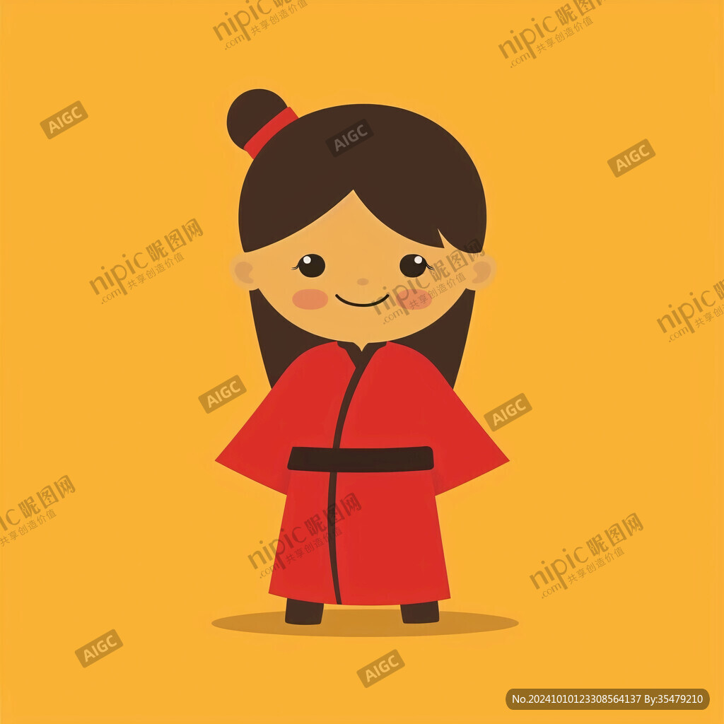 卡通紅色漢服女孩