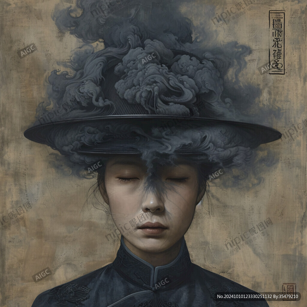 油畫旗袍女