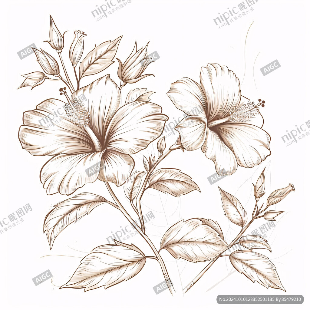 手繪扶桑花