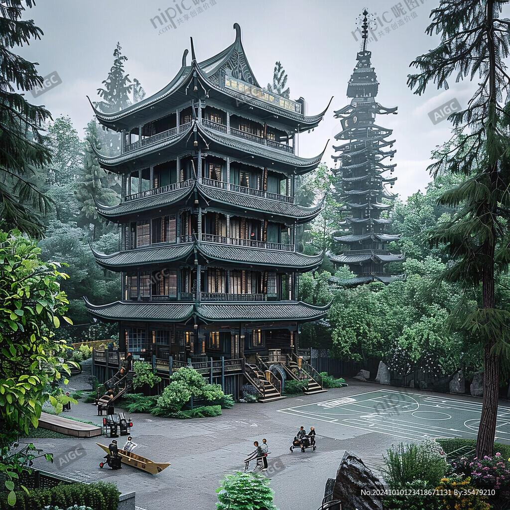 中式塔樓公園
