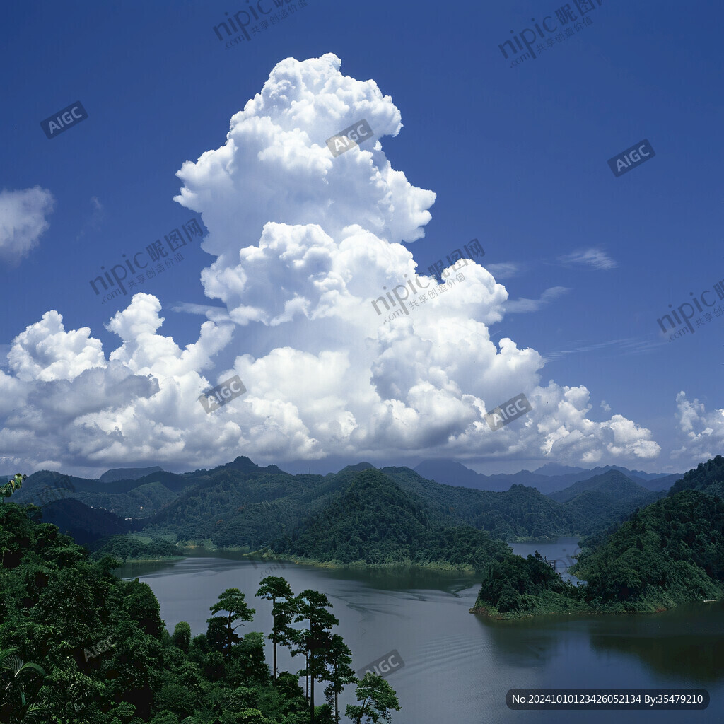 藍(lán)天白云千島湖