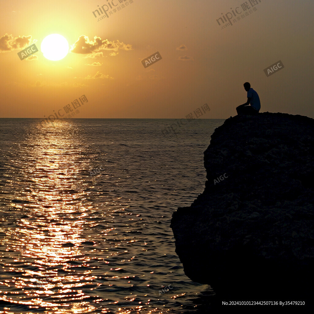 海上拍日出的人