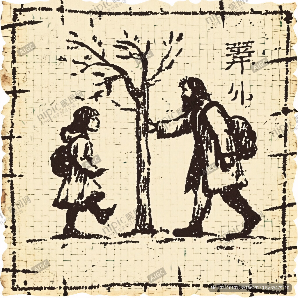 父親女兒手繪背景