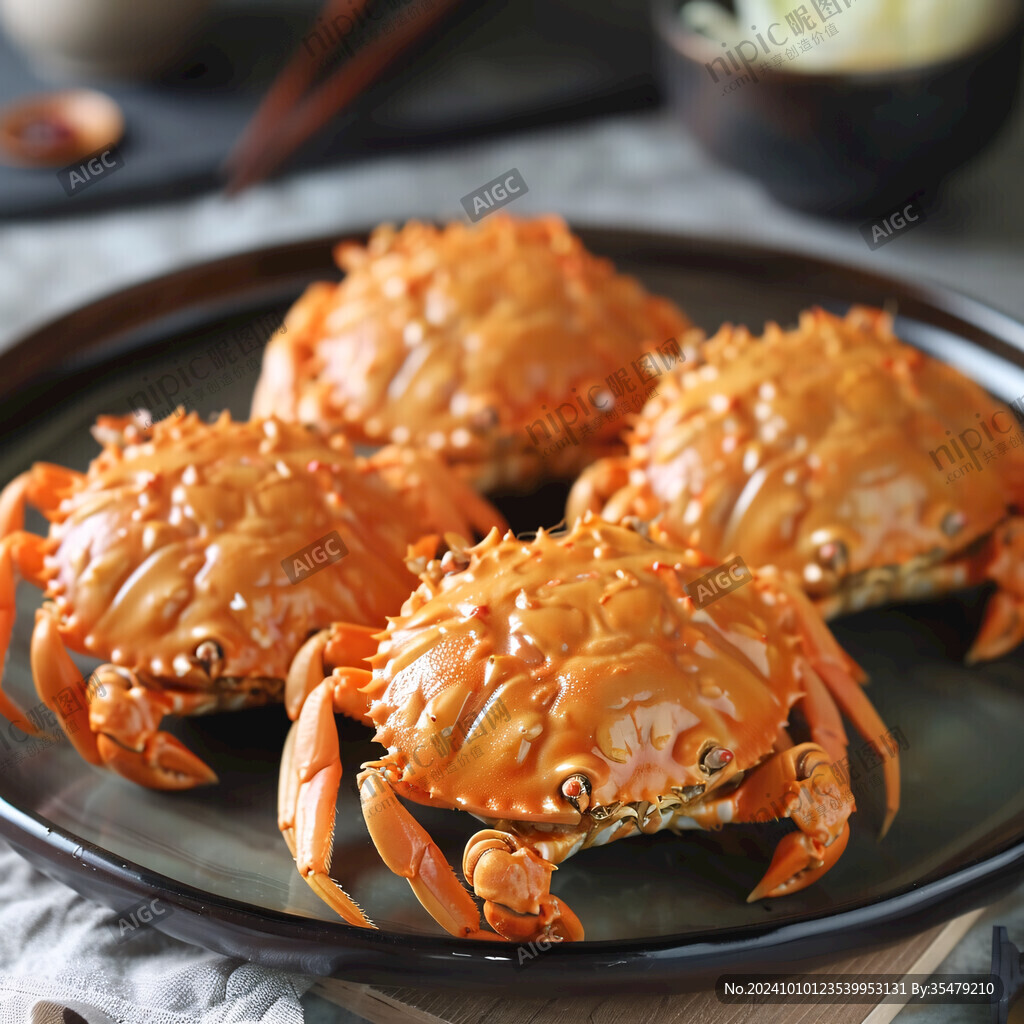 大閘蟹美食拍色布景