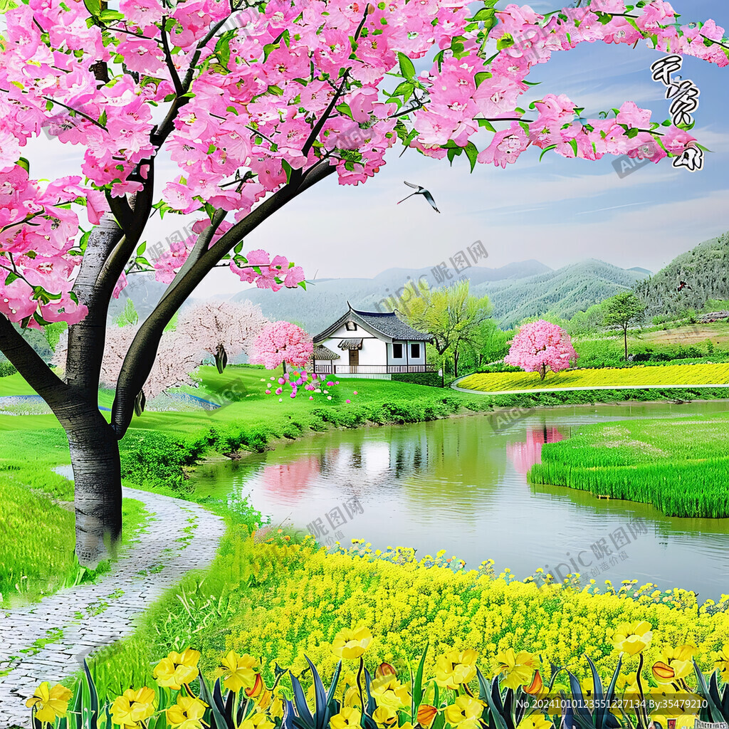 無框畫桃花節桃花園區