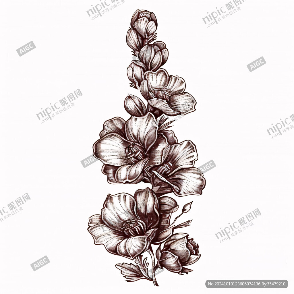 紅色手繪花