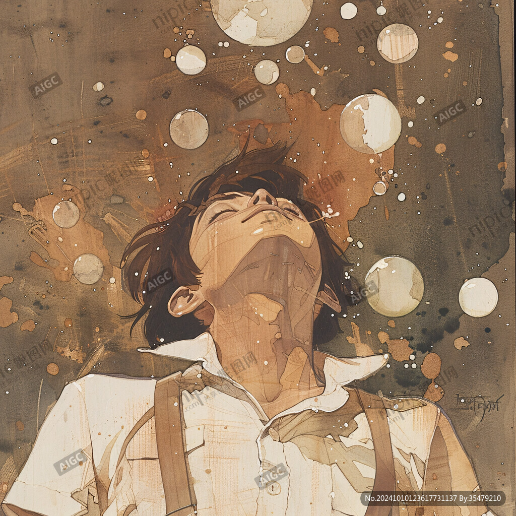 吹泡泡插畫