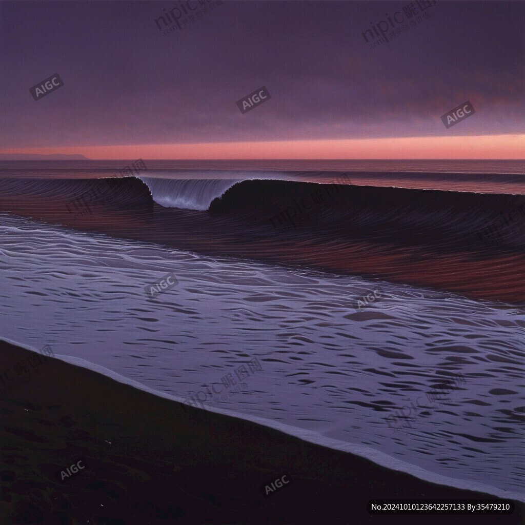 水波浪黃昏海岸濃云