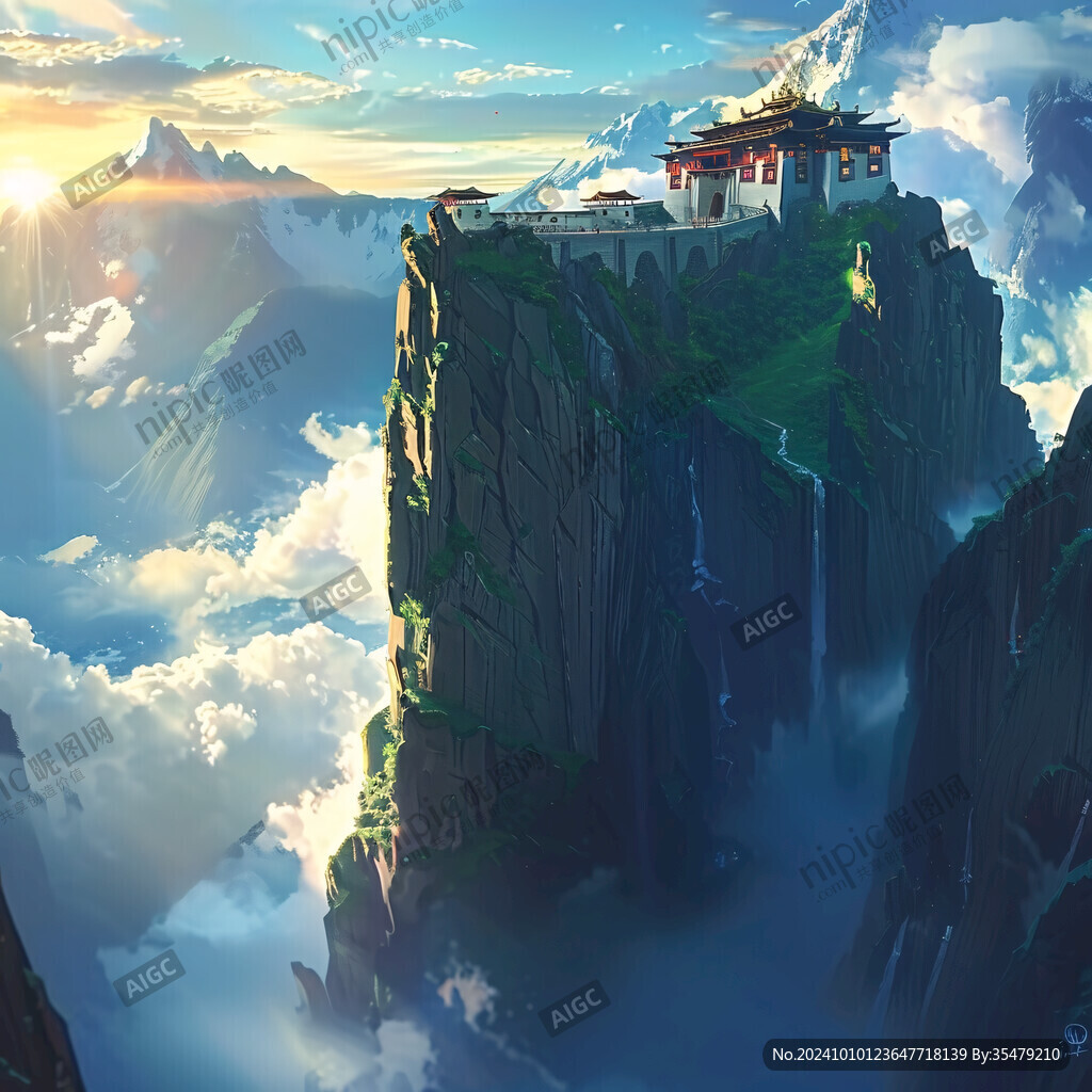 天界曉鐘風景插畫